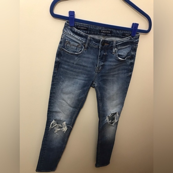 VIGOSS Thompson Tomboy Medium Wash Distressed Mid Rise Skinny Jeans. Size 25 - Picture 7 of 13